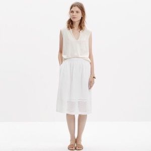 Madewell white trelliswork eyelet skirt